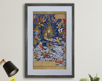 Shah Tahmasp Khamsa of Nizami Framed Persian Miniature Painting