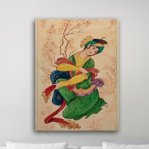 Persian miniature painting print, Ancient Persian girl miniature wall art | Persian wall art | Ancient Persian art | Persian gift