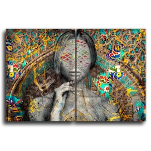 2 Piece Gallery Wrapped Persian girl and Persian culture Canvas Art | Persian Wall Art Canvas Art | Persian Home Decor | Arabic art