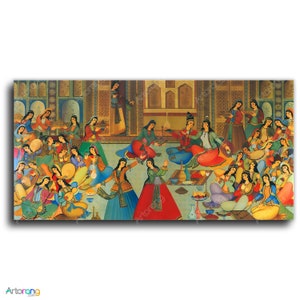 Ancient Persian banquet of song and dance Canvas Art | Persian Wall Art Canvas Art | Persian Art | Persian Art | Persian gift