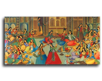 Ancient Persian banquet of song and dance Canvas Art | Persian Wall Art Canvas Art | Persian Art | Persian Art | Persian gift