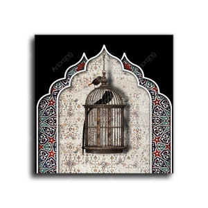 Living Outside of Bird Cages Canvas Art  | Middle Eastern Modern and Contemporary art | Persian art | Arabic art|Persian Gift