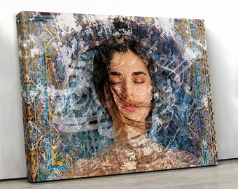 Persian Woman Portrait Canvas Print, Arabic Home Decor