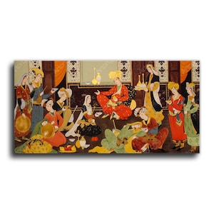 Ancient Persian banquet of music and dance wall art | Persian wall art canvas print | Persian art | Middle Eastern art | Persian gift