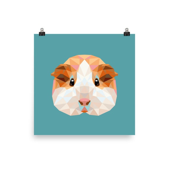 Geometric Guinea Pig Illustration Low Poly Room Wall Etsy