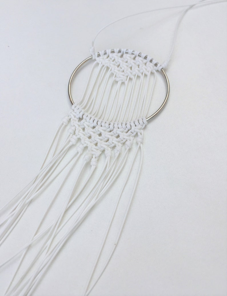 Beautiful White Macrame Necklace  Boho Necklace Handmade Accessory by Detelini