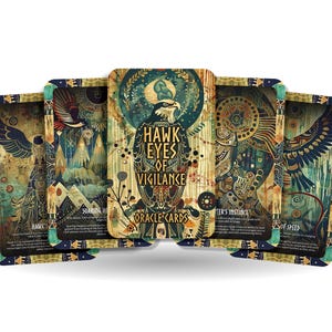 Hawk - Eyes of Vigilance Oracle-deckkaarten - Verbeter je bewustzijn en verscherp je waarnemingen - Nordic Cards - Nordic Symbol