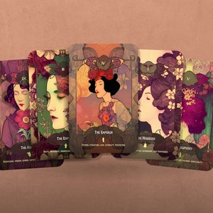 Tarot Secesyjne Marzenia - Wielkie Arkana - 22 Karty Secesyjne - Spostrzeżenia - Karty Tarota - Talia Tarota - Narzędzia Wróżbiarskie - Secesyjne
