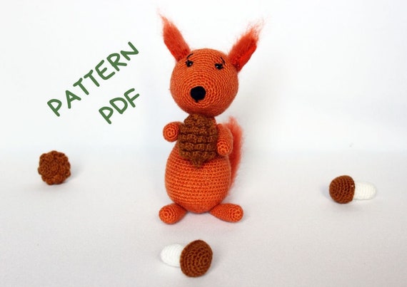 Squirrel Pattern amigurumi crochet toy, Stuffed squirrel pdf, Handmade squirrel