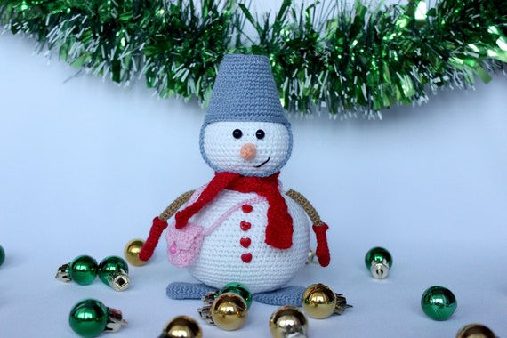 Christmas Snowman pattern, Amigurumi snowman crochet toy