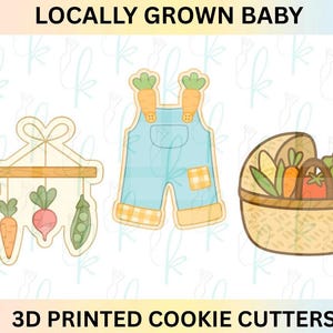 Lokaal geteelde babyshowerset van 3 3D-geprinte koekjesvormpjes