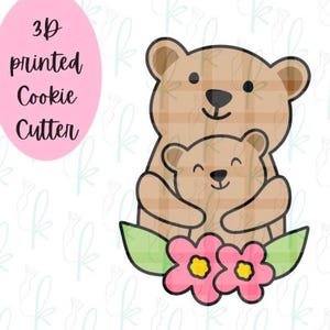 Floral Mama and Baby Bear Cookie Cutter