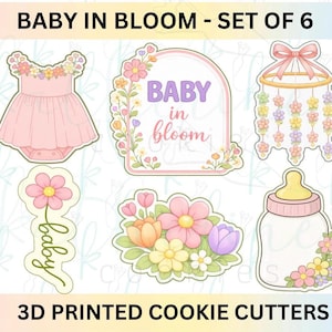 Baby in Bloom - Zestaw 6 foremek do ciastek na wiosenny baby shower