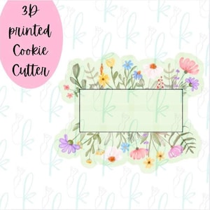 Cortador de galletas rectangular con forma de placa de flores silvestres