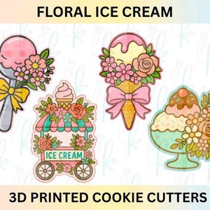花柄アイスクリームクッキーカッター4個セット