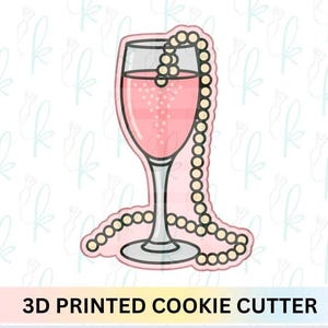 Champagne Glass with Pearls Cookie Cutter