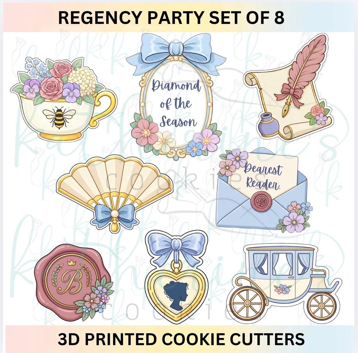 Regency Party | Tea Party Bridal Shower - Set of 8 Cookie Cutters - Etsy