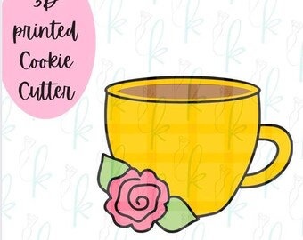 Cortador de galletas con forma de taza de café floral