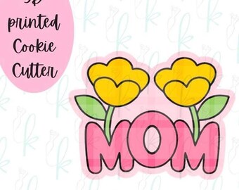 Mom Flowers Plaque Cookie Cutter