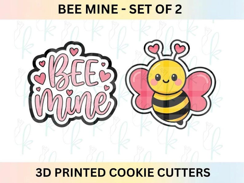 Bee Mine - Set of 2 Valentines Day 3D Printed Cookie Cutters - Etsy