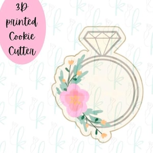 Floral Engagement Ring Cookie Cutter