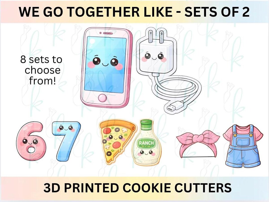 We Go Together Like 2.0 - Sets of 2 Valentines Day 3D Printed Cookie ...