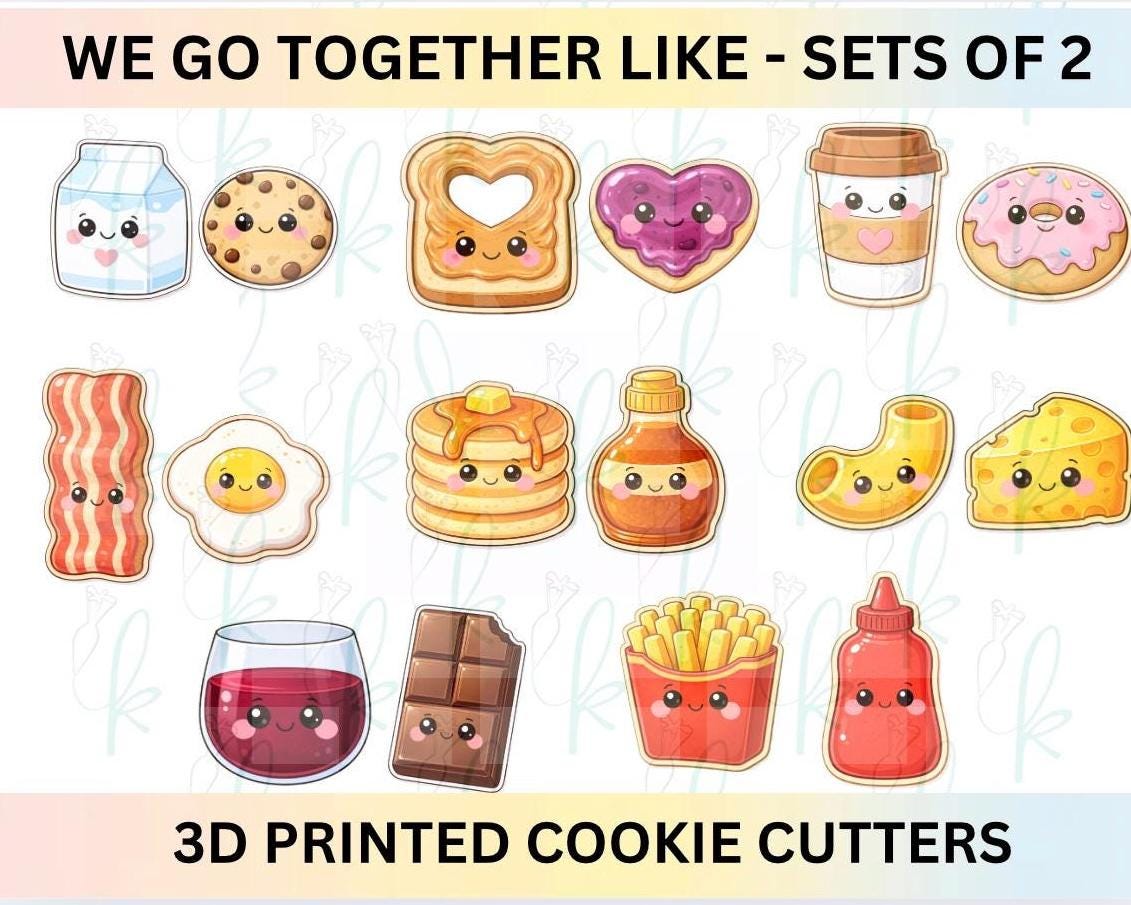 We Go Together Like - Sets of 2 Valentines Day 3D Printed Cookie ...