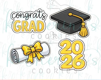 2026 Graduation Cookie Cutter Set of 4 Cookie Cutters