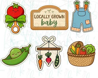 Locally Grown Baby Shower - Set of 6 3D Printed Cookie Cutters