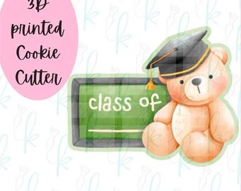 Teddy Bear Grad Plaque Cookie Cutter