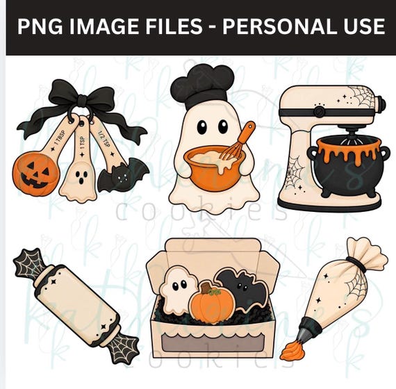 Spooky Bakery PNG Images - set of 6 images
