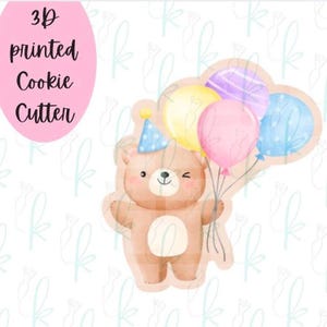Birthday Bear with Balloons Cookie Cutter