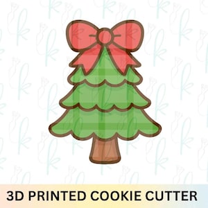 Cortador de galletas con forma de árbol de Navidad con lazo