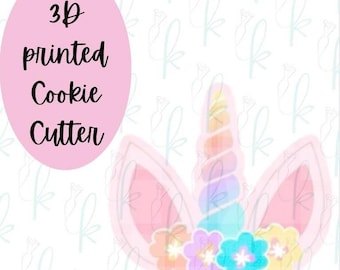 Cortador de galletas con forma de corona de unicornio floral