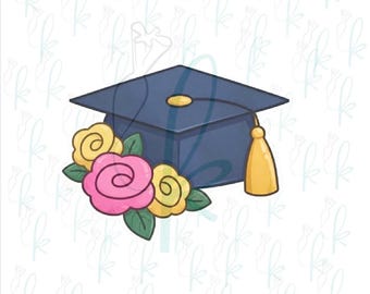 Floral Graduation Cap Cookie Cutter