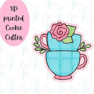 Two Teacups Stack Floral Cookie Cutter
