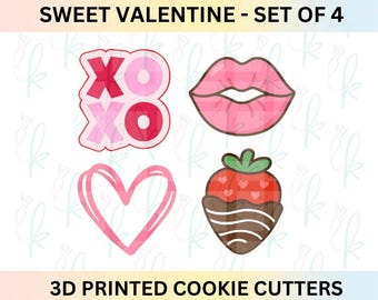 Sweet Valentine - Set of 4 3D Printed Cookie Cutters
