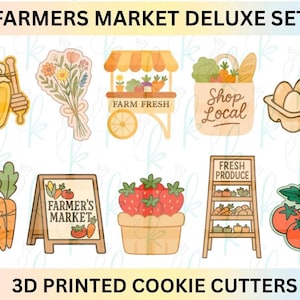 Farmers Market-koekjesuitstekerset - kern- en luxesets - 5 of 10 3D-geprinte koekjesvormpjes