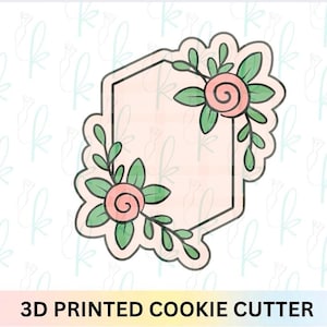 Floral Hexagon Plaque Cookie Cutter