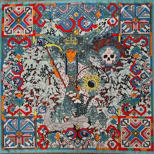The women’s scarf with motif of goddess Marzanna