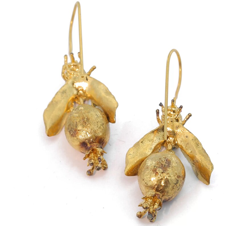 Pomegranate earrings,aesthetic jewelry,beauty and the beast jewelry,israeli jewelry,jewish jewelry,pomegranate jewelry,fruit earrings,