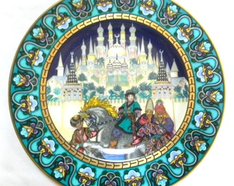 Firebird Zhar-Ptitsa Decorative Plate with Russian Palekh Style Print