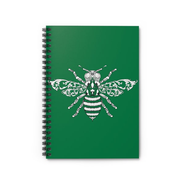 Filigree Bee Spiral Notebook - Ruled Line | Unique Fantasy Insect Artist Design Journal | Office or Home | Cottagecore