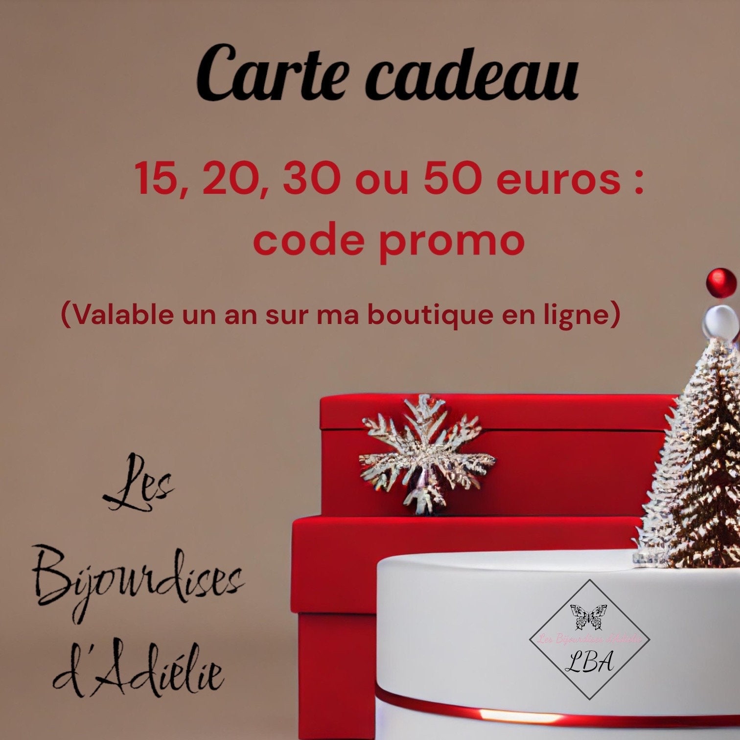 Carte cadeau 15, 20, 30 ou 50 euros : code promo envoyé par la poste ou  e-mail. -  France