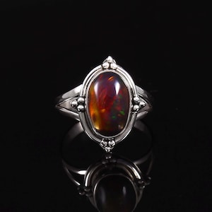 Natural Black Ethiopion Opal ring, silver rings, statement rings, midi rings, .925 sterling silver ring graduation gift Opal Gemstone