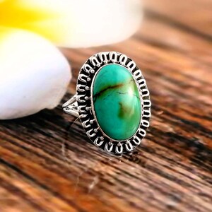 Natürlicher Türkis Ring, 92.5% Sterling Silber Ring, Handgemachter Ring, Minimalist Ring, Silber Ring, Natürlicher Türkis Edelstein Ring