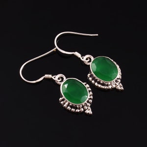 Beautiful Green Onyx Earrings, 925 Sterling Silver Earrings, Green Onyx Earrings, Green drop, Anniversary Gifts Earrings, Gemstone Earrings