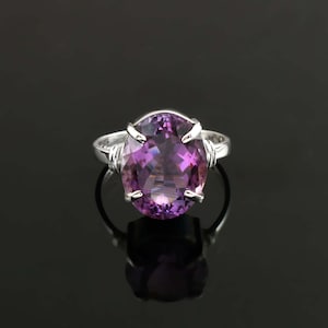 Natural Amethyst Ring-Handmade Silver Ring-925 Sterling Silver Ring-Oval Amethyst Designer Ring-Amethyst Gemstone Ring