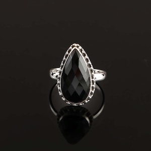 Natural Black Spinel Ring- 925 Sterling Silver- Exotic Ring- Gift For Girl Friend- Everyday Wear Ring- Gemstone Ring- women's day gifts