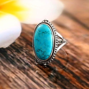 Natürlicher Türkis Ring, 92.5% Sterling Silber Ring, Handgemachter Ring, Minimalist Ring, Silber Ring, Natürlicher Türkis Edelstein Ring